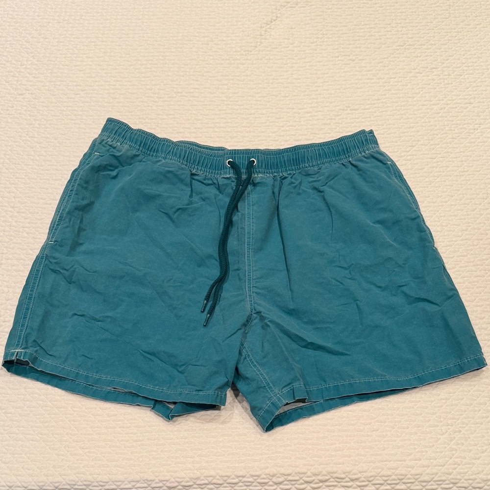 Vintage J. Crew Teal Men's Swim Shorts